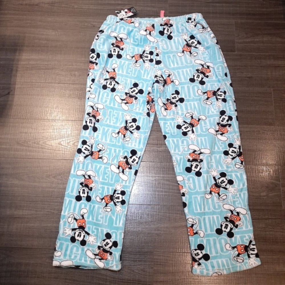 2X DISNEY Mickey Mouse Aqua Lounge Pants, Pajama Bottoms - Picture 7 of 10